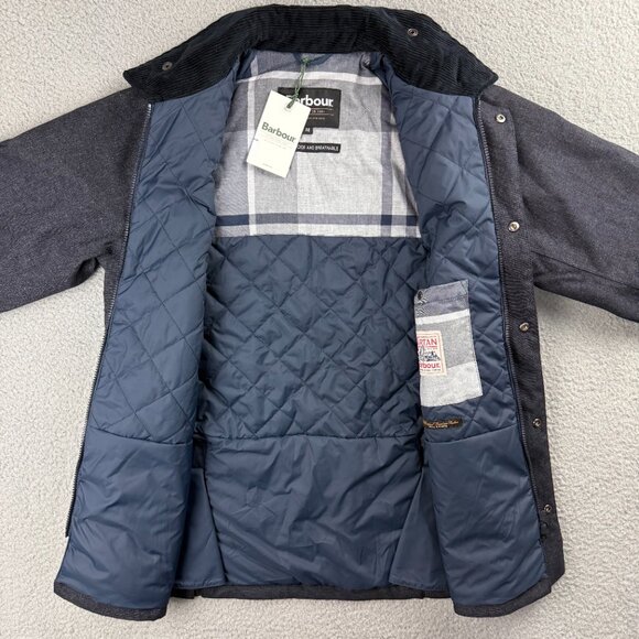 Barbour Jacket Men Medium Navy Blue Winter Bedale Waterproof Padded Quilted Coat - Picture 4 of 12
